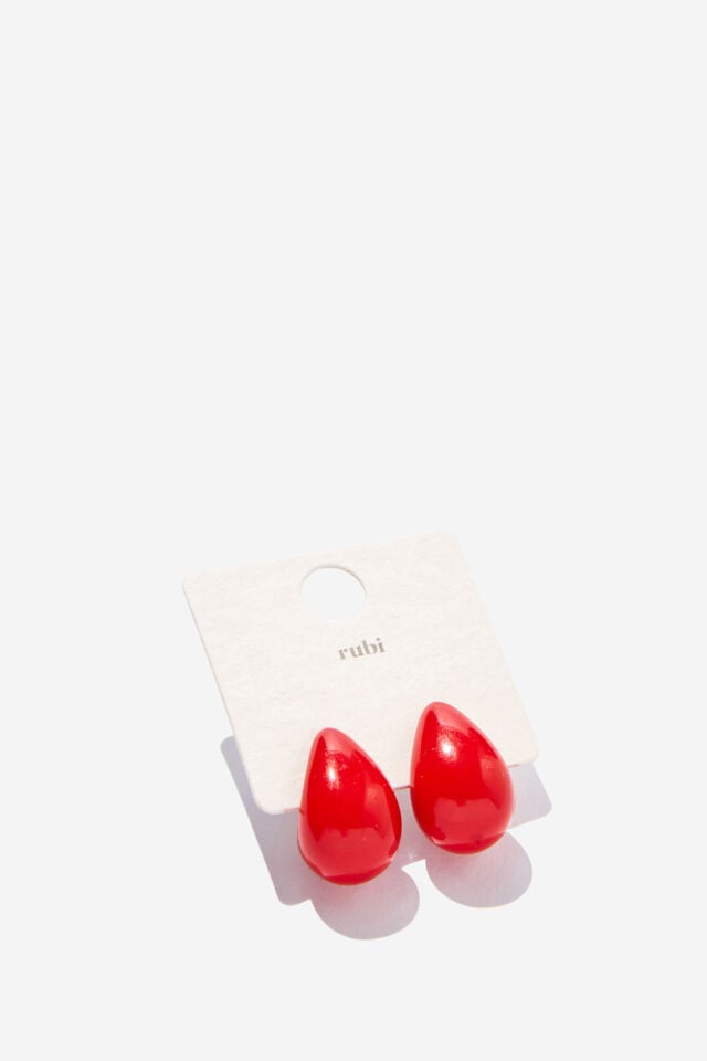 Cotton On Small Charm Earring Up Red Teardrop