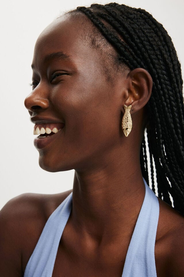 cotton on Small Charm Earring up sardine gold