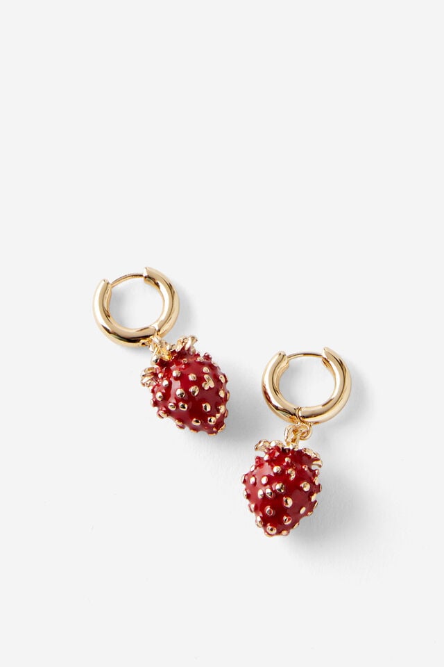 cotton on Small Charm Earring up seeded strawberry