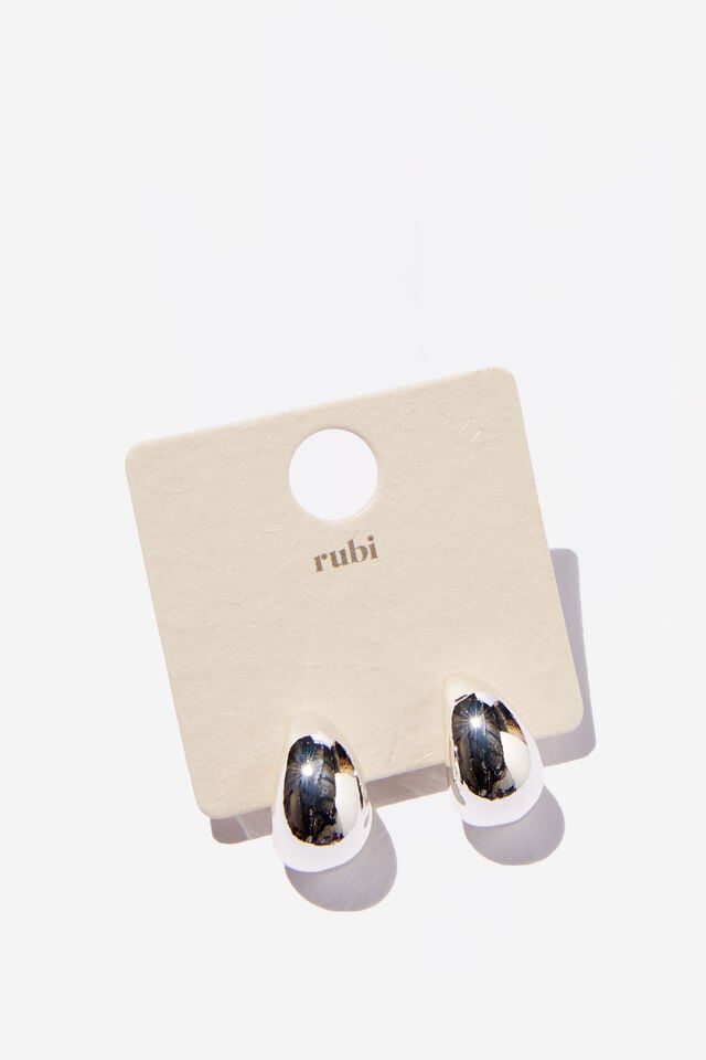 Cotton On Small Charm Earring Up Silver Teardrop