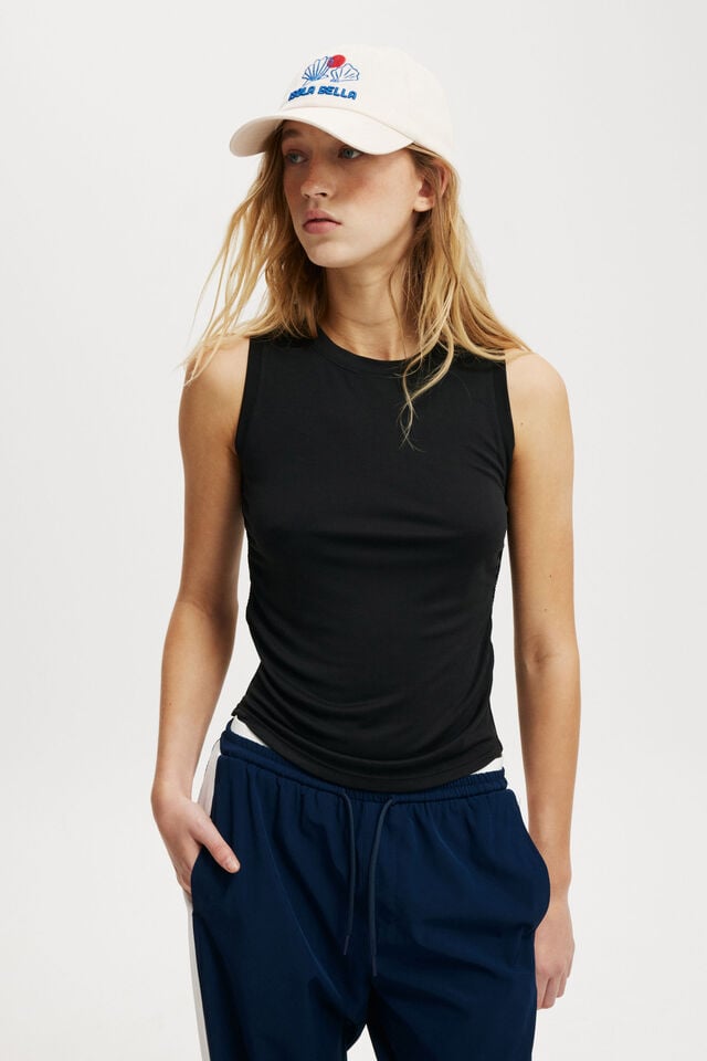 cotton on Soft Ruched Side Tank black