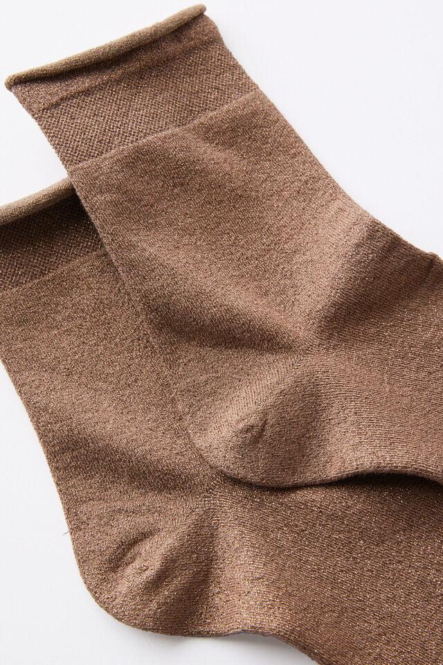 Cotton On Sparkle Mid Crew Sock Brown