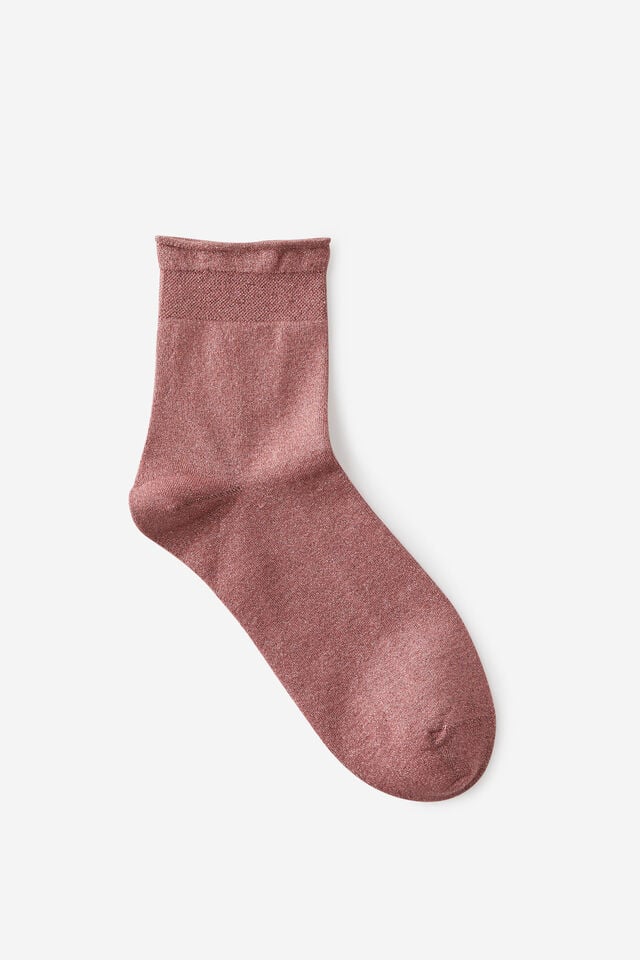 cotton on Sparkle Mid Crew Sock rose