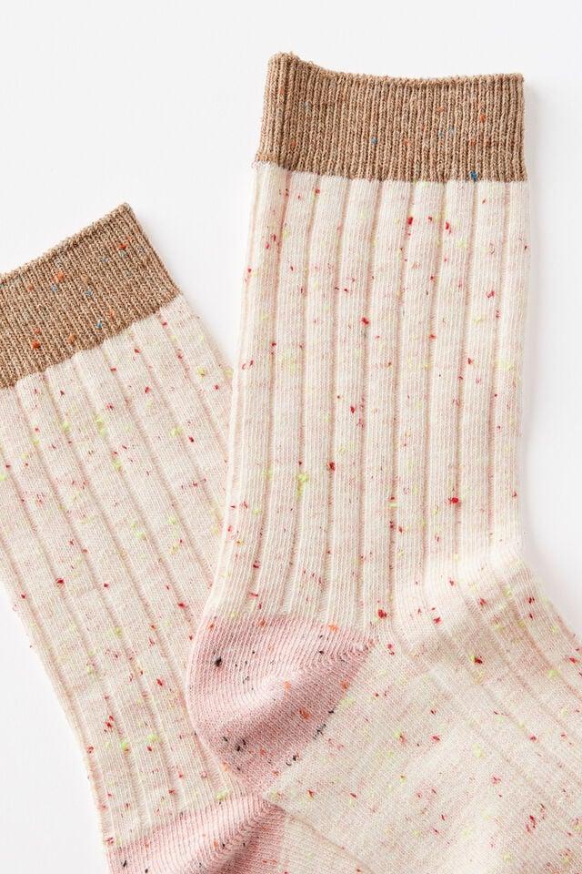 Cotton On Speckle Crew Sock Pink Speck