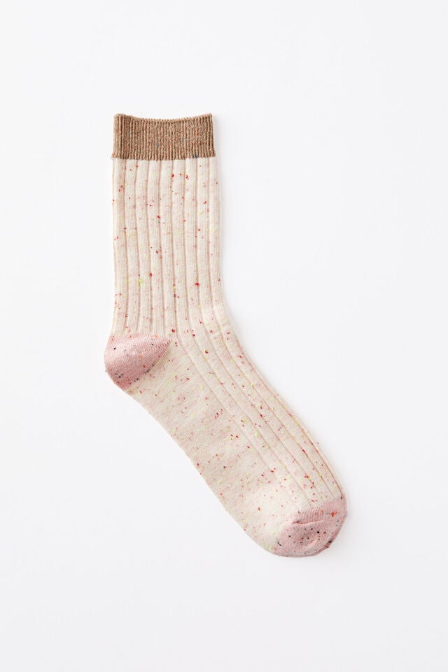cotton on Speckle Crew Sock pink speck