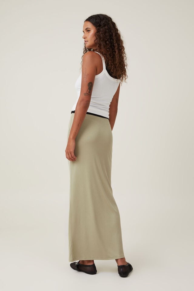 Cotton On Staple Rib Maxi Skirt Desert Sage