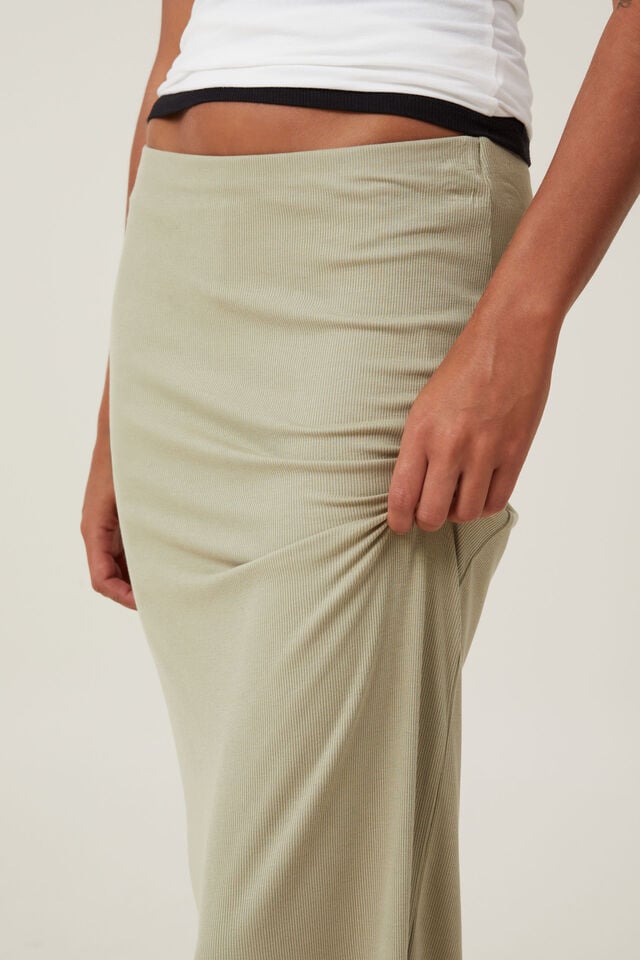 Cotton On Staple Rib Maxi Skirt Desert Sage