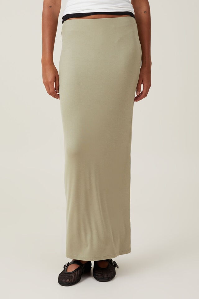 Cotton On Staple Rib Maxi Skirt Desert Sage
