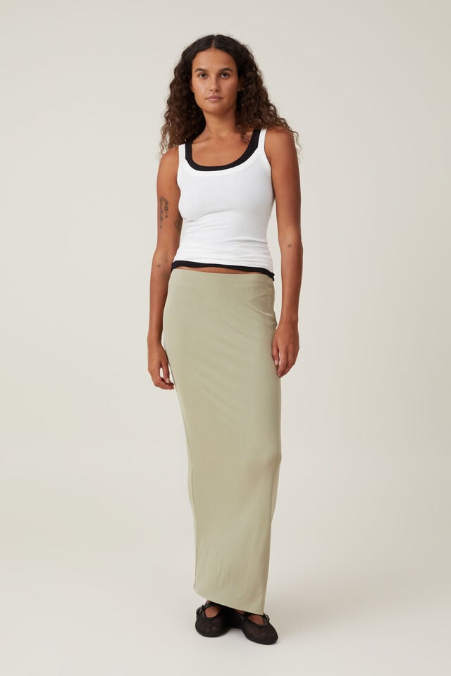 cotton on Staple Rib Maxi Skirt desert sage