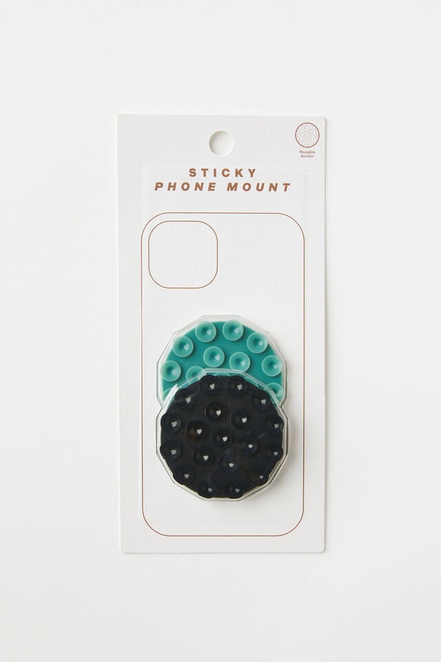 cotton on Sticky Phone Mount Duo round black/sage