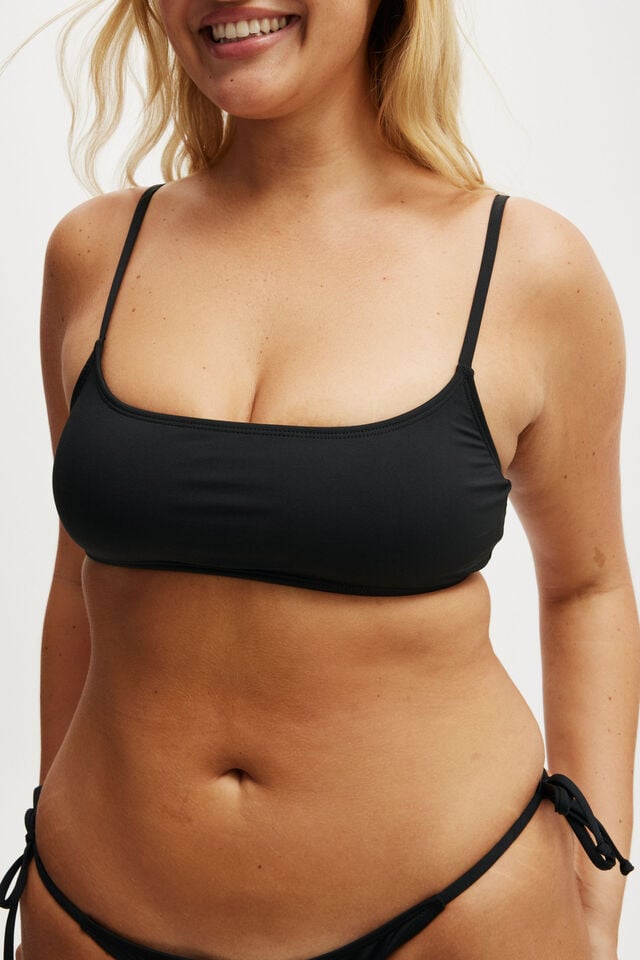 Cotton On Straight Neck Crop Bikini Top Black