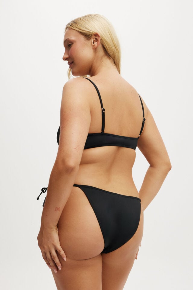 Cotton On Straight Neck Crop Bikini Top Black