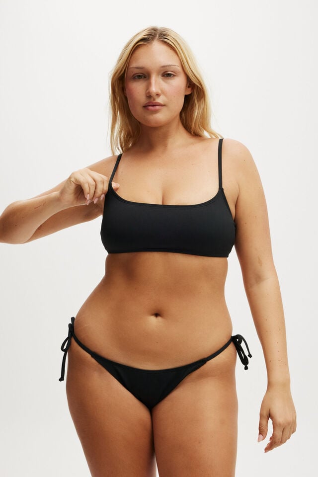 Cotton On Straight Neck Crop Bikini Top Black