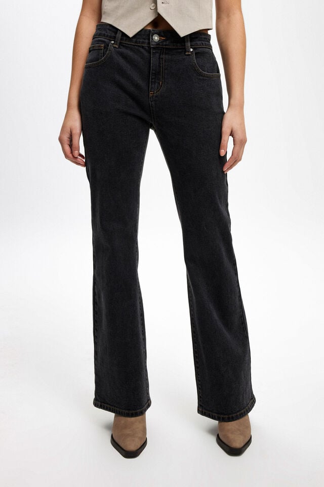 Cotton On Stretch Bootcut Flare Jean Smokey Black
