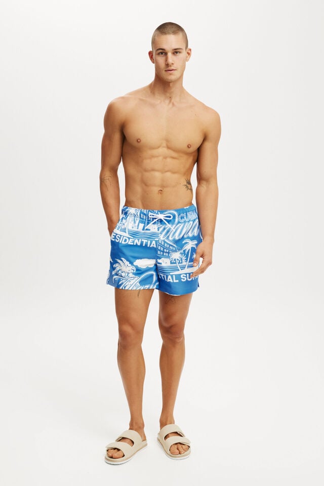 cotton on Stretch Swim Short blue havana print