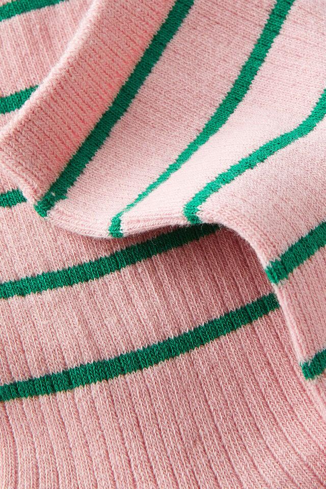 Cotton On Stripe Ribbed Crew Sock Pink/green
