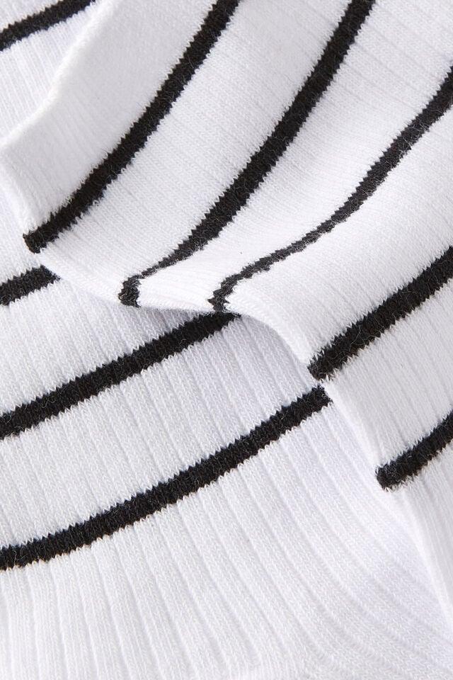 Cotton On Stripe Ribbed Crew Sock White/black