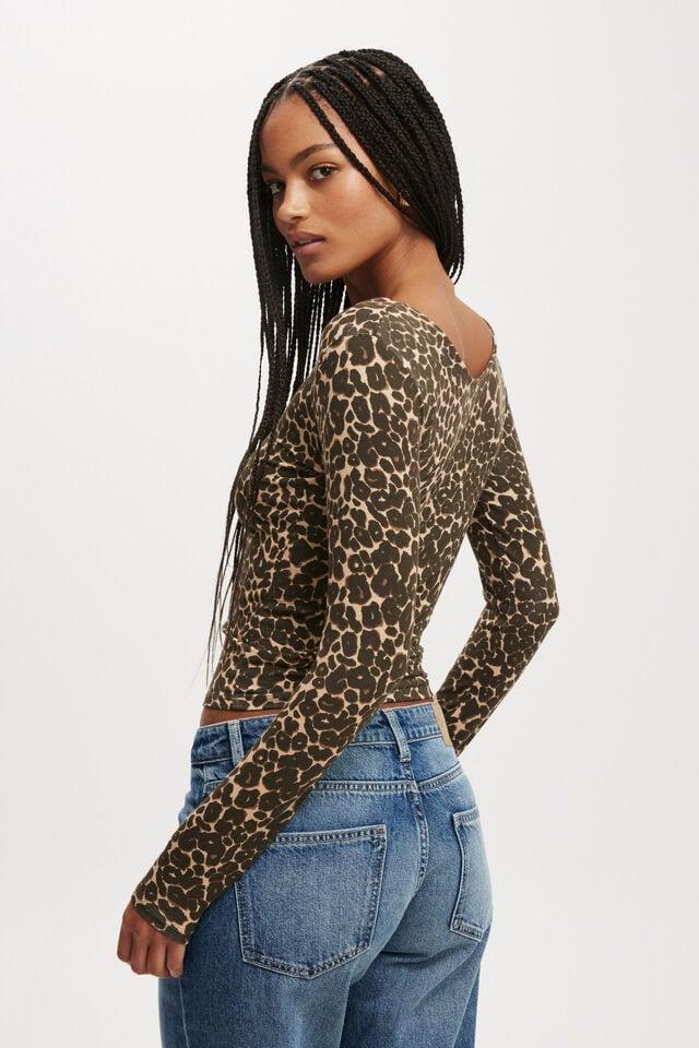 Cotton On Sunday Scoop Long Sleeve Kate Leopard
