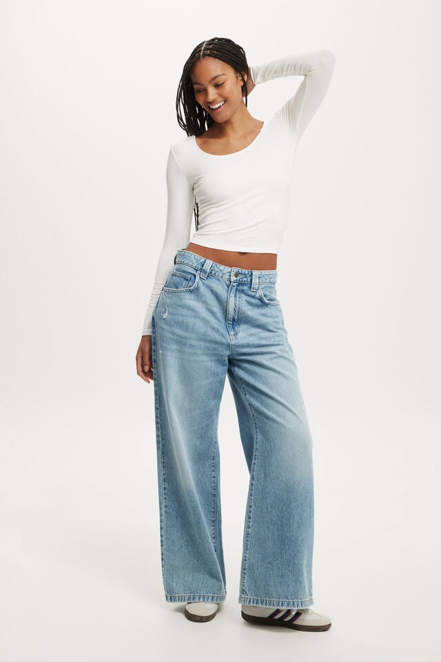 Cotton On Sunday Scoop Long Sleeve Vintage White