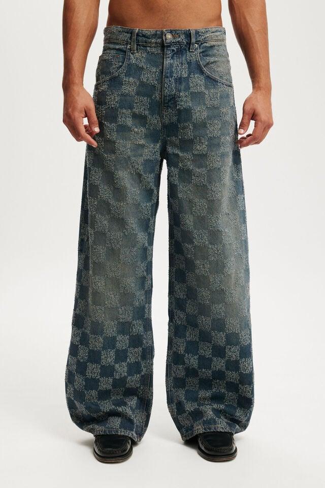 Cotton On Super Baggy Balloon Jean Check Up Blue
