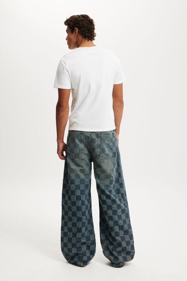 Cotton On Super Baggy Balloon Jean Check Up Blue