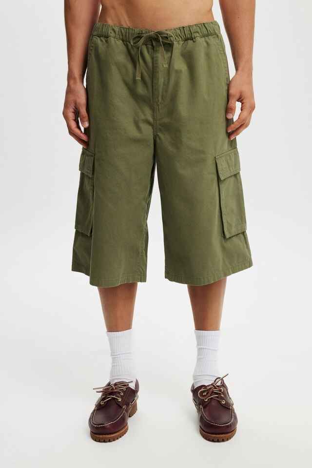 Cotton On Super Baggy Cargo Short Military