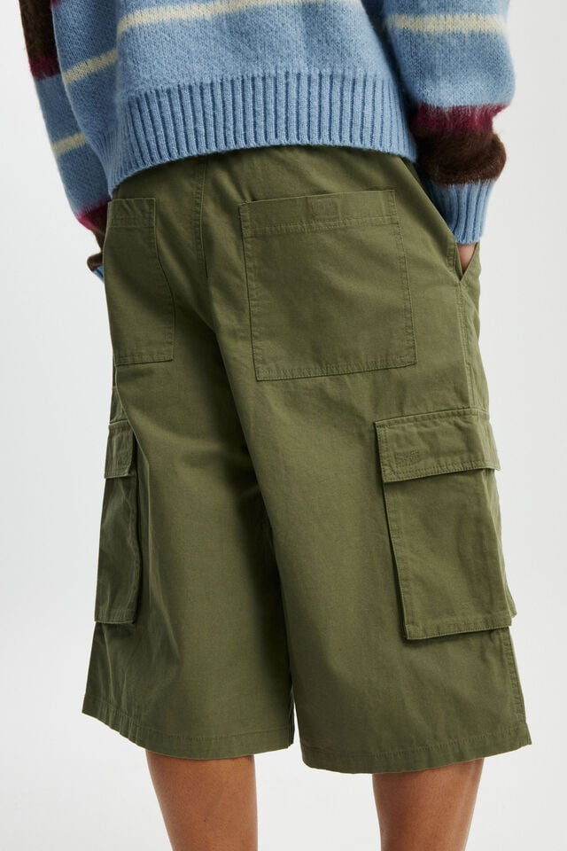 Cotton On Super Baggy Cargo Short Military