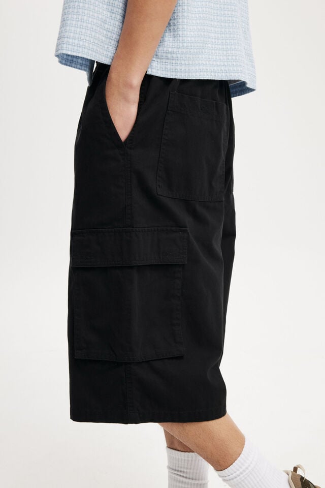 Cotton On Super Baggy Cargo Short Washed Black