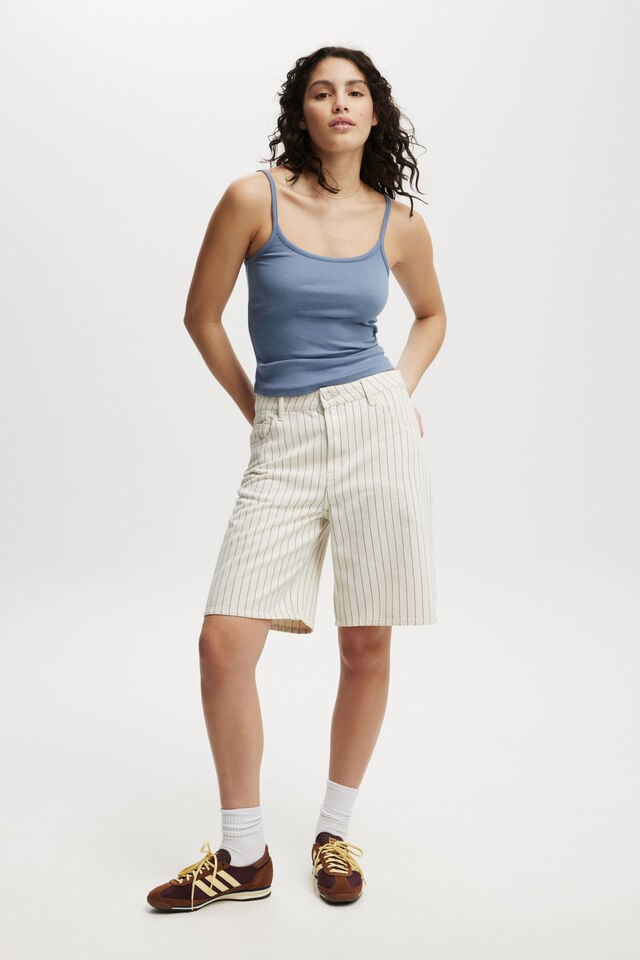 Cotton On Super Baggy Denim Jort Portsea Stripe