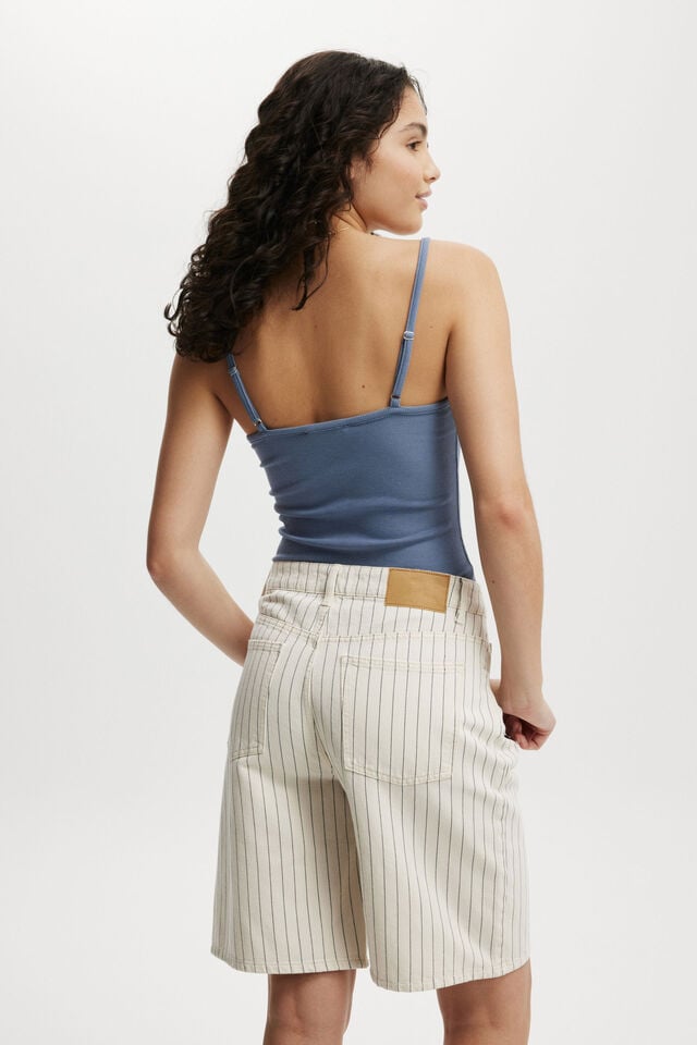 Cotton On Super Baggy Denim Jort Portsea Stripe
