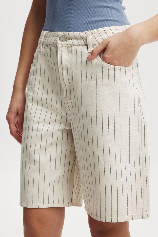 Cotton On Super Baggy Denim Jort Portsea Stripe