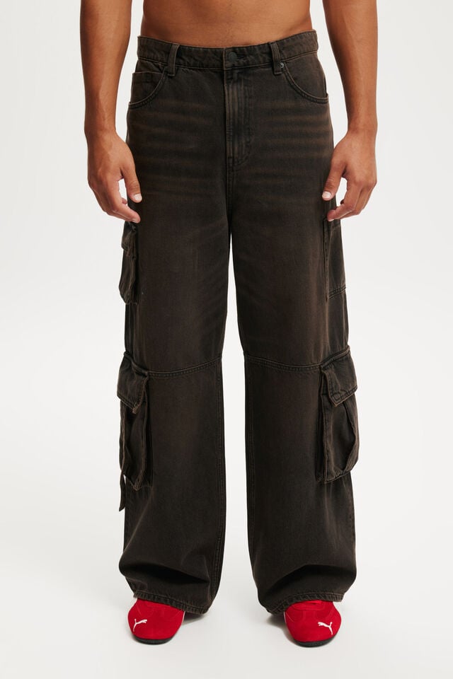 Cotton On Super Baggy Jean Cargo Amber Black