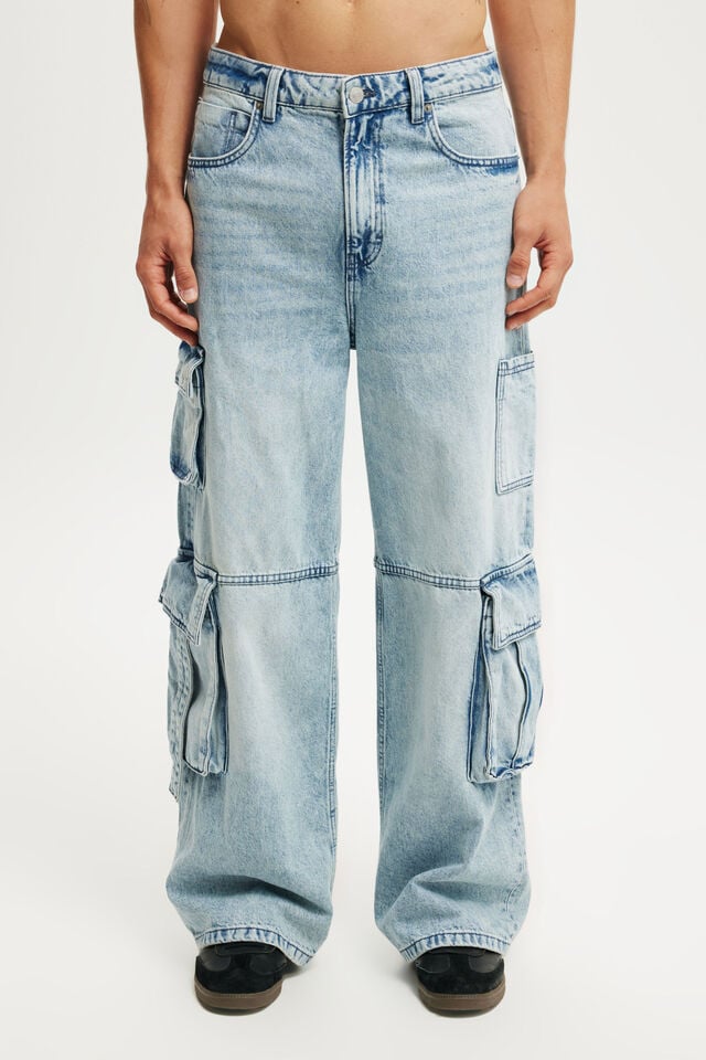 Cotton On Super Baggy Jean Cargo Starlite Blue