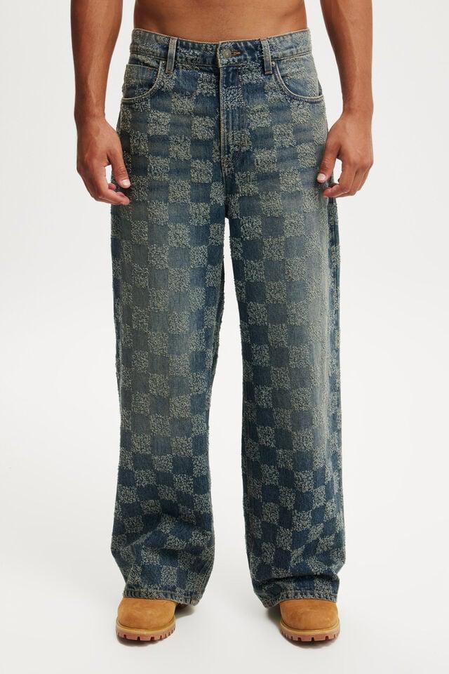 Cotton On Super Baggy Jean Check Up Blue