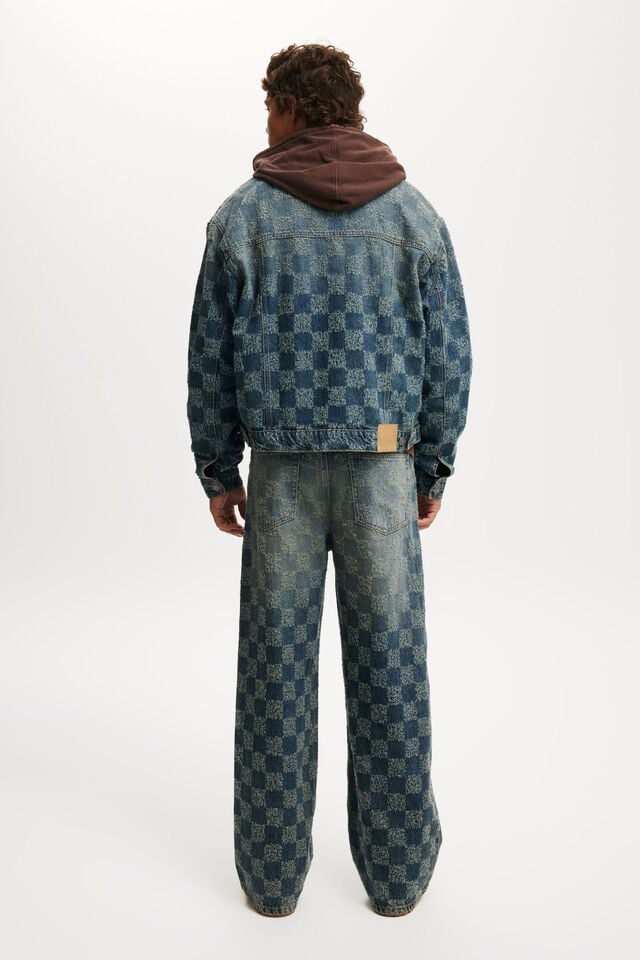 Cotton On Super Baggy Jean Check Up Blue