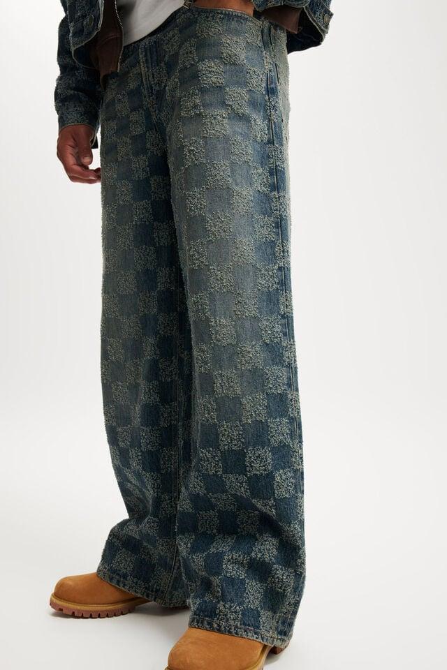 Cotton On Super Baggy Jean Check Up Blue