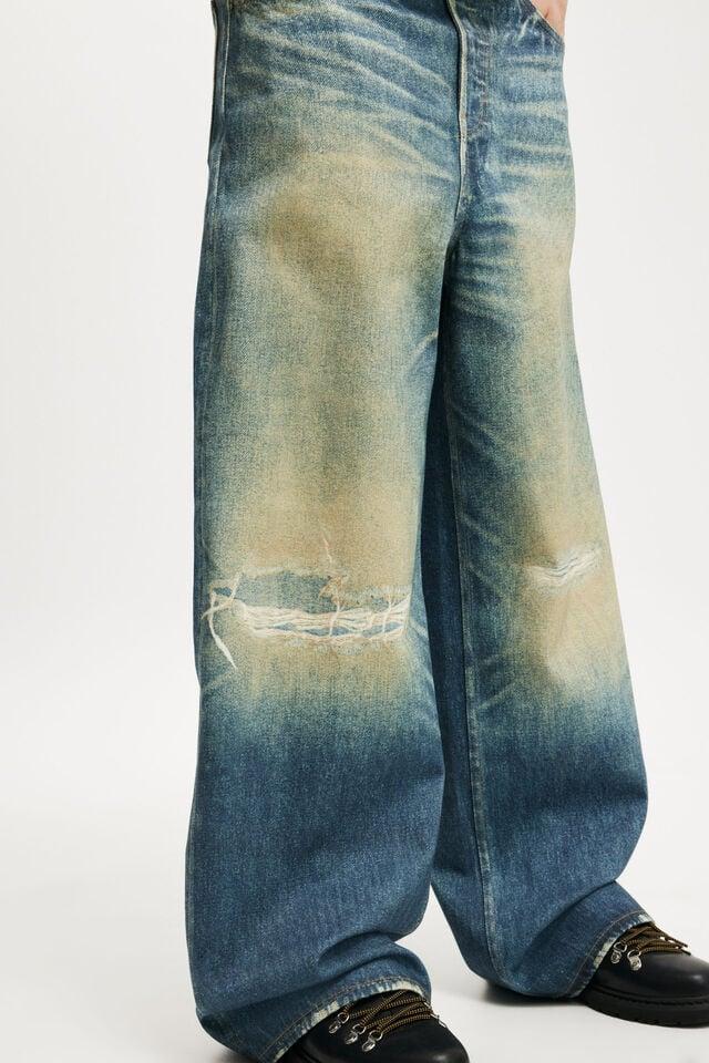 Cotton On Super Baggy Jean Digital Rips Blue