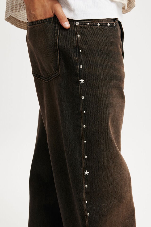 Cotton On Super Baggy Jean Studded Dune Black