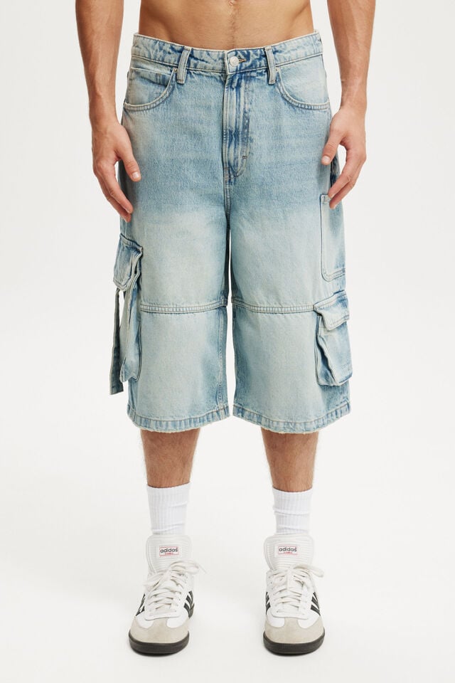 Cotton On Super Baggy Jort Cargo Drift Blue