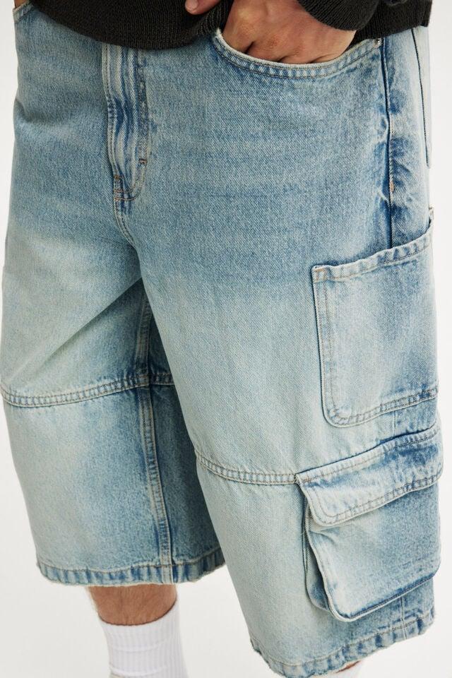 Cotton On Super Baggy Jort Cargo Drift Blue
