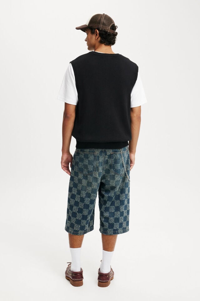 Cotton On Super Baggy Jort Check Up Blue