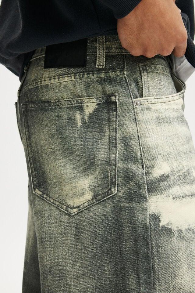 Cotton On Super Baggy Jort Digital Rips Black