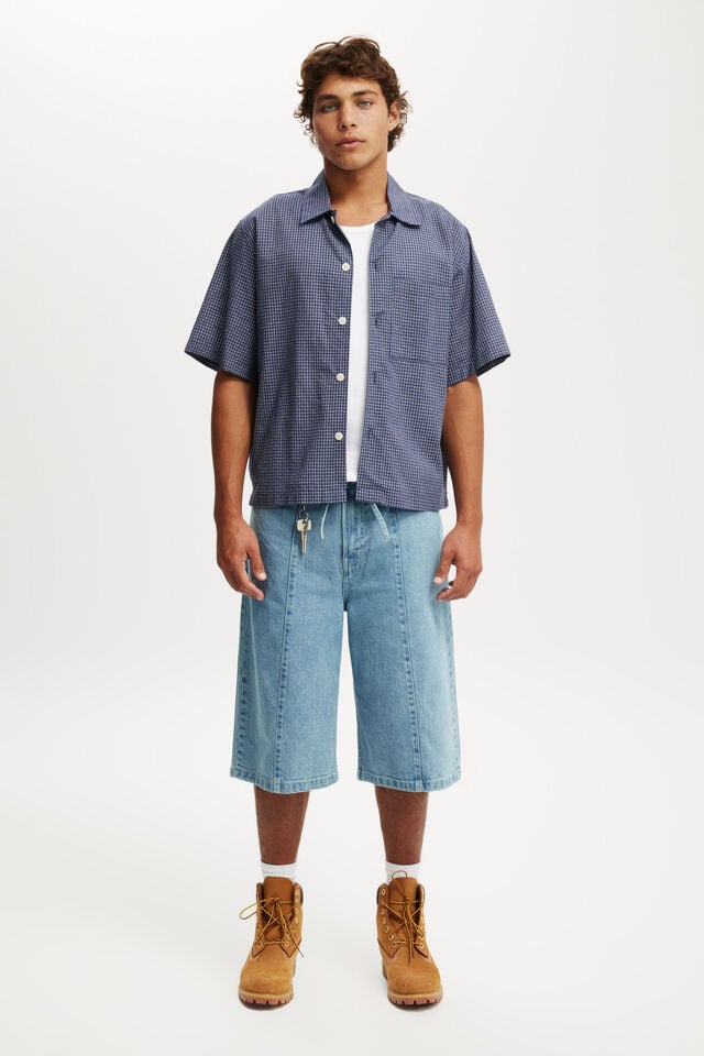 cotton on Super Baggy Jort pintuck sports blue