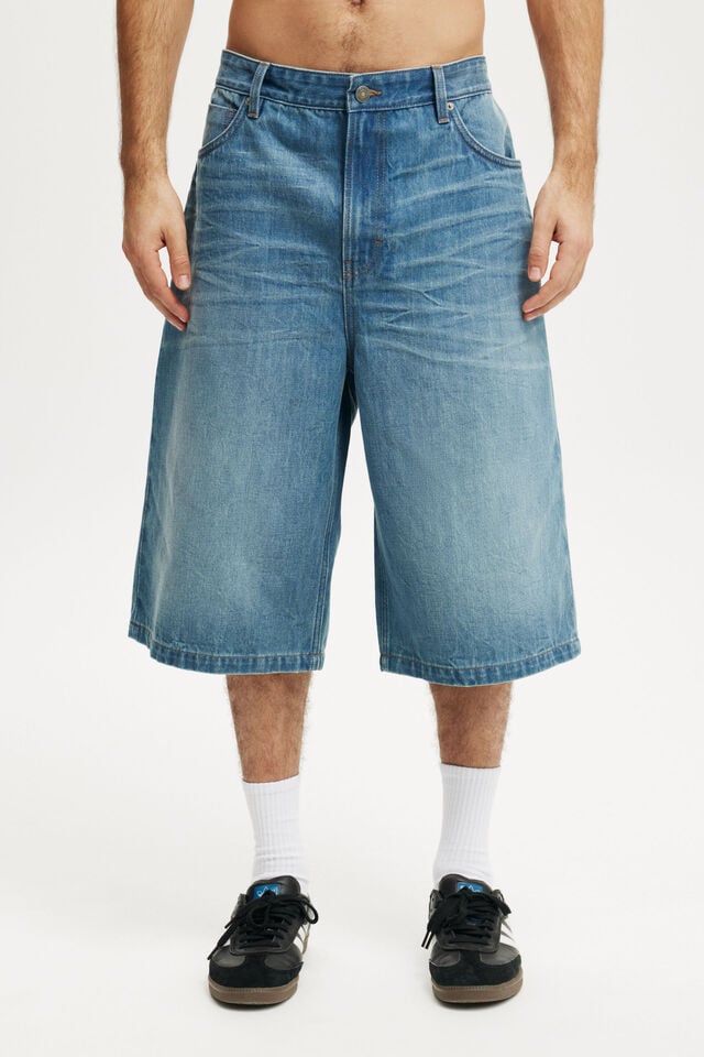 Cotton On Super Baggy Jort Rattle Blue