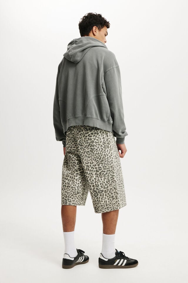 Cotton On Super Baggy Jort Textured Leopard