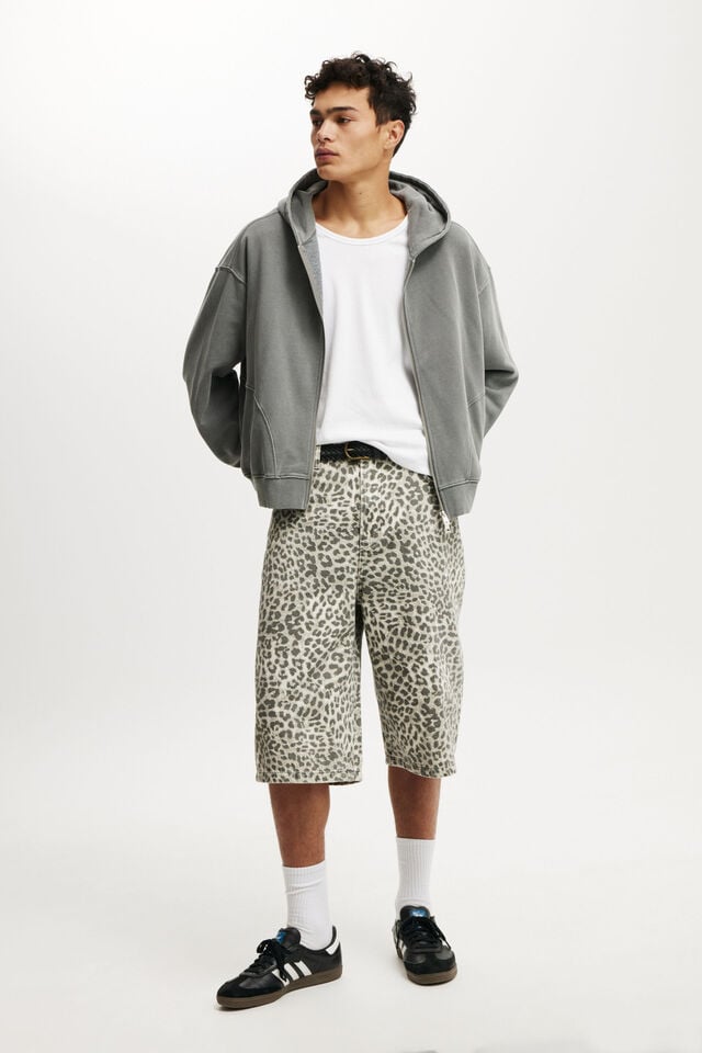 cotton on Super Baggy Jort textured leopard