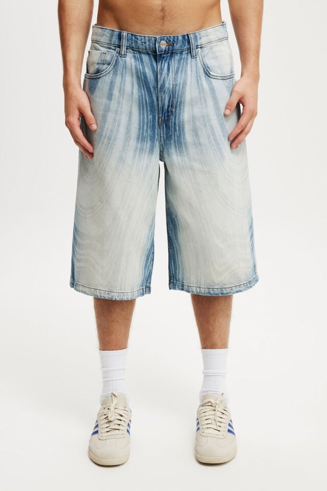 Cotton On Super Baggy Jort Whirlpool Blue