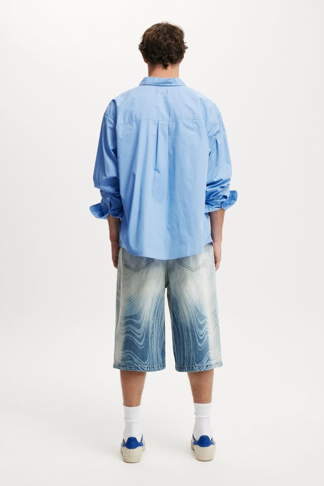 Cotton On Super Baggy Jort Whirlpool Blue