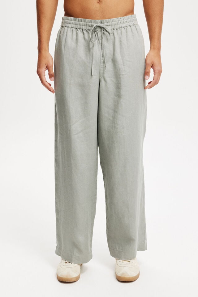 Cotton On Super Baggy Linen Pant Washed Military