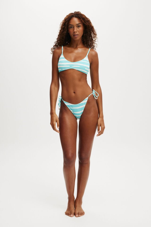 Cotton On Super Scoop Bikini Top Water Stripe